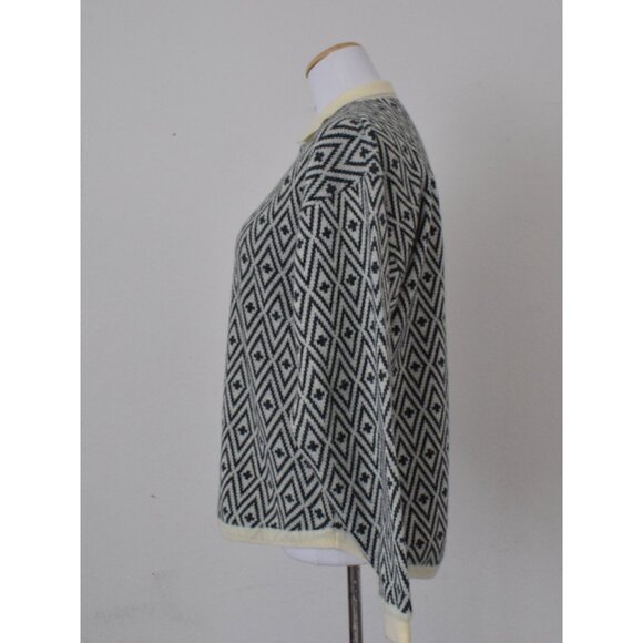 Vintage 80s Geometric Gray/Beige Pullover Acrylic/Nylon Sweater‎ size Large - Picture 2 of 10